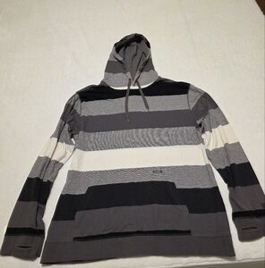 Ocean Current Gray and Black Striped Hoodie